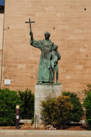 Statue Of Brother Junipero Serra In Palma De Mallorca On A Wonderful Sunny Spring Day With A Clear Blue Sky