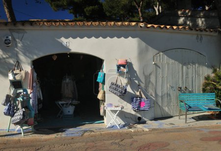 Stylish Bag Shop At The Promenade Of Cala Rajada Mallorca On A Wonderful Sunny Spring Day With A Clear Blue Sky