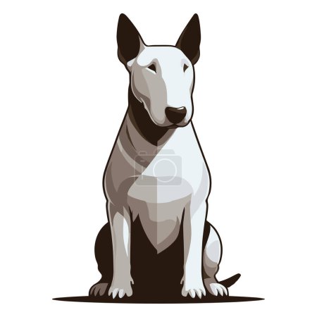 Bull terrier perro cuerpo completo diseño ilustración, concepto de perro de pura raza sentado, lindo adorable mascota divertida animal vector plantilla aislado sobre fondo blanco 