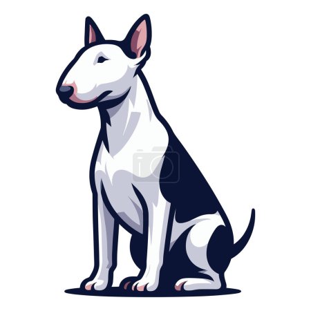 Bull terrier perro cuerpo completo diseño ilustración, concepto de perro de pura raza sentado, lindo adorable mascota divertida animal vector plantilla aislado sobre fondo blanco 