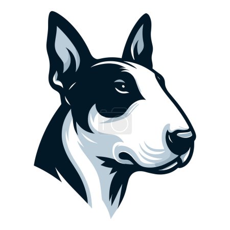 Bull terrier perro cabeza cara diseño ilustración, lindo animal de compañía divertido adorable, perro cabeza concepto vector plantilla aislada sobre fondo blanco