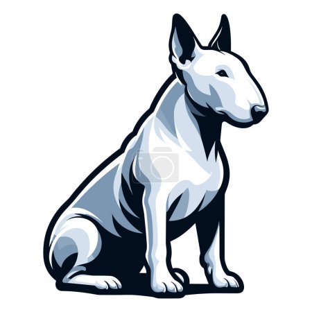 Bull terrier perro cuerpo completo vector ilustración, lindo animal de compañía divertido adorable, sentado pura raza perro concepto plantilla de diseño aislado sobre fondo blanco