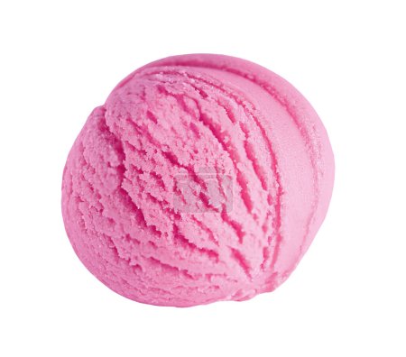 Téléchargez les photos : Boule de glace à la fraise rose isolée sur fond blanc - en image libre de droit