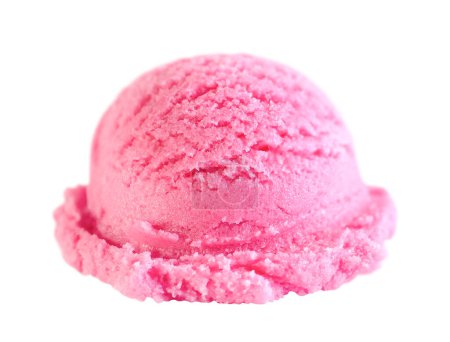 Téléchargez les photos : Boule de glace à la fraise rose isolée sur fond blanc - en image libre de droit