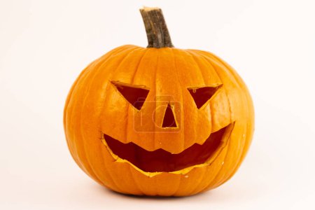 Photo for Halloween pumpkin on a white background. Jack-o-lantern - Royalty Free Image