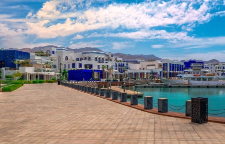 Photo for Aqaba, Jordan - April 15 2023: View of Ayla Oasis. It is a real estate development project, aiming to create a luxurious waterfront community on the shores of the Read Sea. - Royalty Free Image