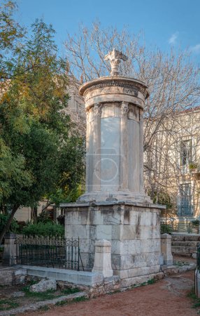 Photo for The Choragic Monument of Lysicrates, in the historic Plaka neighborhood, near the Acropolis of Athens, in Greece. - Royalty Free Image