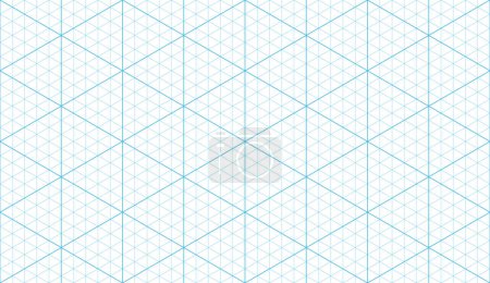Isometric grid seamless pattern. Outline isometric graph template background. Hexagon and triangles line seamless texture. Vector illustration on white background.