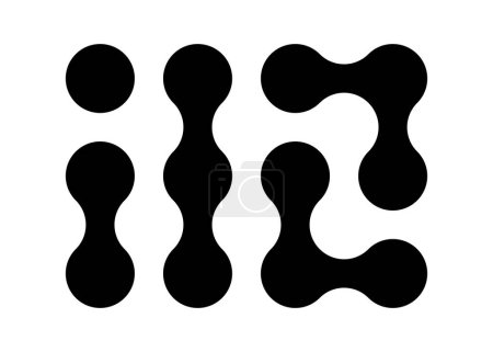 Illustration for Connected dots icon. Circles pattern sign. Integration symbol. Abstract point movement. Connected round blobs. Transition metaballs. Vector illustration isolated on white background. - Royalty Free Image