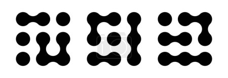 Illustration for Connected dots icon. Circles pattern sign. Integration symbol. Abstract point movement. Connected round blobs. Transition metaballs. Vector illustration isolated on white background. - Royalty Free Image