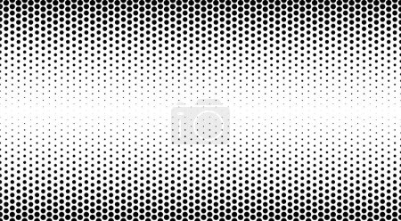 Téléchargez les illustrations : Dotted gradient halftone background. Horizontal seamless dotted pattern in pop art style. Abstract modern stylish texture. Fade gradient black and white half tone background. Vector illustration. - en licence libre de droit
