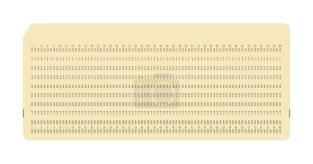 Illustration for Pure punch card for electronic calculated data processing machines. Retro punchcard for input and storage in automated technology information processing systems. Vector illustration isolated. - Royalty Free Image
