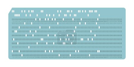 Illustration for Vintage punch card for electronic calculated data processing machines. Retro punchcard for input and storage in automated technology information processing systems. Vector illustration isolated. - Royalty Free Image