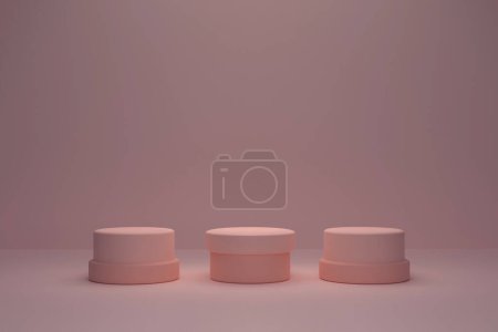 Téléchargez les photos : Abstract background, mock up scene with beige cylinder podiums with caps on beige background. 3d rendering. - en image libre de droit