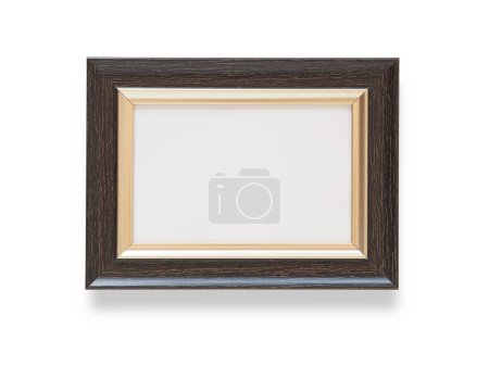 Foto de Marco de fotos de borde rectángulo de madera aislado sobre fondo blanco - Imagen libre de derechos