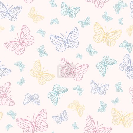 Illustration for Pastel butterfly repeat pattern, seamless pattern tile, repeating background - Royalty Free Image