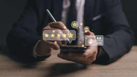 L'utilisateur donne une note à l'expérience de service sur l'application en ligne, le concept de sondage de satisfaction d'avis de client, le client peut évaluer la qualité du service menant au classement de réputation de l'entreprise.