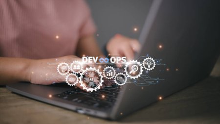 Photo for DevOps concept, software development and IT operations, agile programming - Royalty Free Image