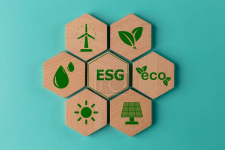 Photo for ESG concept of environmental. ESG or environmental social governance. The company developed a nature conservation strategy, green energy, clean energy - Royalty Free Image