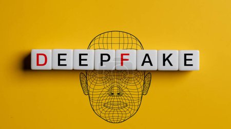 Deepfake Konzept passend zu Gesichtsbewegungen. Gesichtstausch oder Imitation.