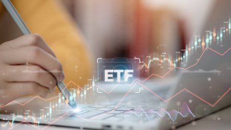 ETF Exchange-Traded Fund Aktienmarkthandel Investment Finanzkonzept.