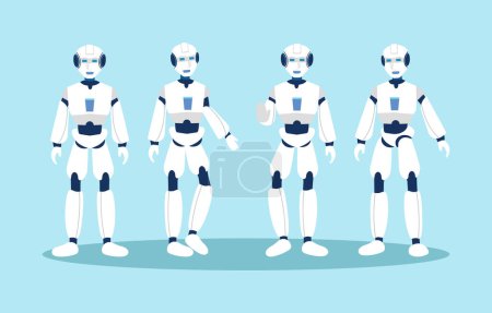 Ilustración de Robot de inteligencia artificial (IA). Diseño de personajes de dibujos animados. Vector . - Imagen libre de derechos