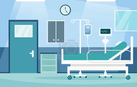 Ilustración de Inpatient department . Hospital scene . Flat design . Vector . - Imagen libre de derechos
