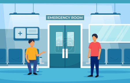 Illustration for Emergency room with people characters . Hospital department scene . Flat design . Vector . - Royalty Free Image