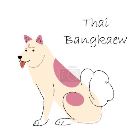Téléchargez les illustrations : Thai Bangkaew . Personnages de dessin animé mignon chien. Forme plate et conception de trait de ligne. Illustration vectorielle . - en licence libre de droit