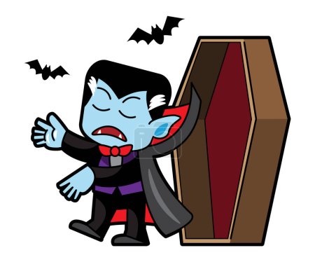 Illustration for Dracula halloween cartoon character . Vector . - Royalty Free Image