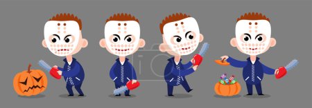 Illustration for Set of cute Murderer . Halloween cartoon characters . Vector. - Royalty Free Image