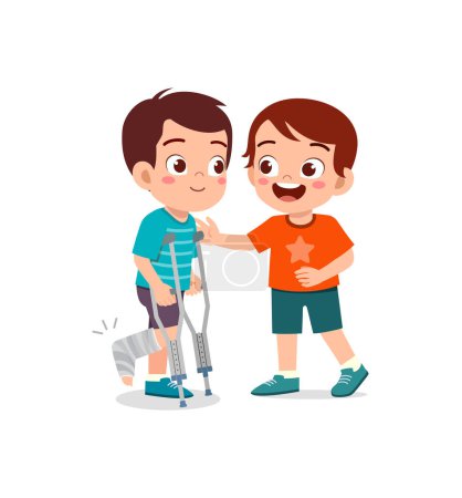 Illustration for Little kid got accident and friend help to console - Royalty Free Image