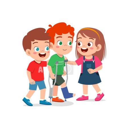 Illustration for Little kid got accident and friend help to console - Royalty Free Image