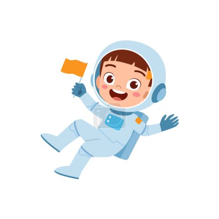 Illustration for Little kid wear astronaut costume and feel happy - Royalty Free Image