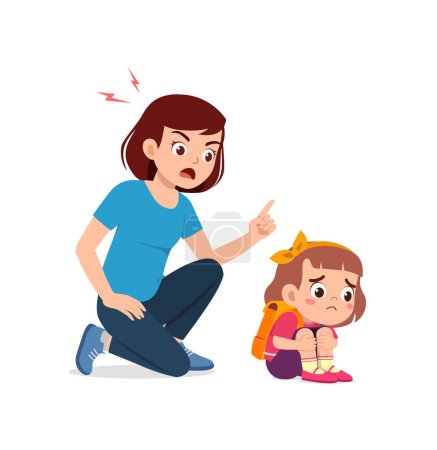 Illustration for Mother angry to kid because of fail in exam - Royalty Free Image