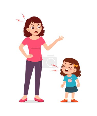 Ilustración de Madre enojada y niño gritar tan fuerte - Imagen libre de derechos