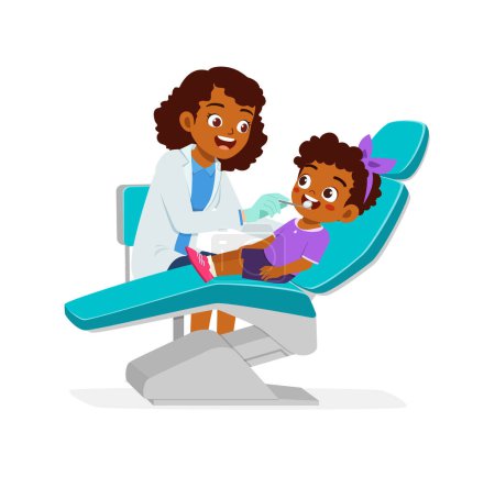 Illustration for Little kid go to dentist for cleaning tooth - Royalty Free Image