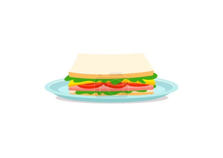 Ilustración de Vector de sándwich fresco y cálido hecho a mano - Imagen libre de derechos