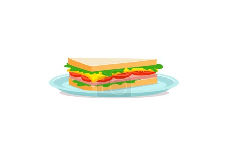 Ilustración de Vector de sándwich fresco y cálido hecho a mano - Imagen libre de derechos