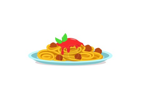 Téléchargez les illustrations : Vecteur de spaghettis frais et chauds faits à la main - en licence libre de droit