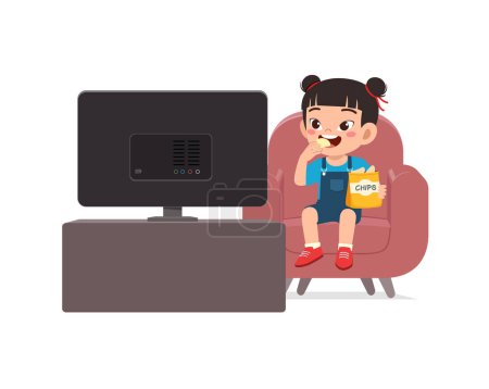 Illustration for Little kid watching television and feel happy - Royalty Free Image
