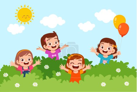 Illustration for Little kid play together with friend and feel happy - Royalty Free Image