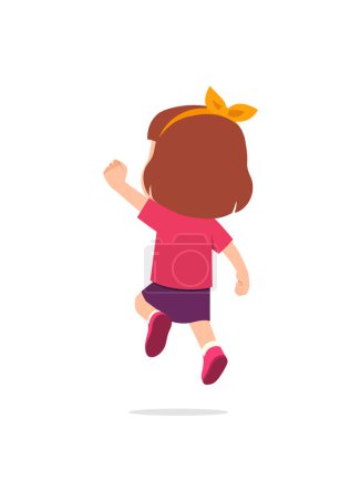 Illustration for Little kid jump and feel happy, back view - Royalty Free Image