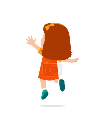 Illustration pour Petit enfant sauter et se sentir heureux, vue de dos - image libre de droit