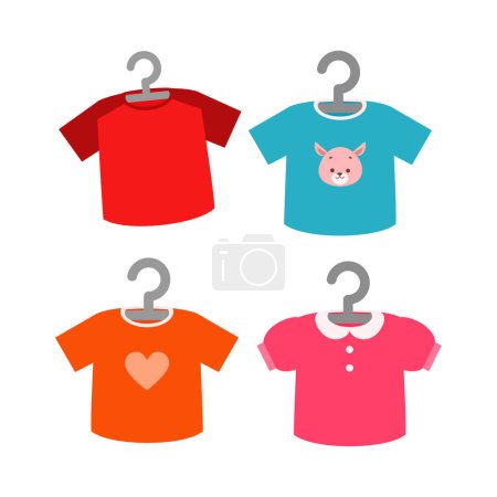 Illustration for Kid shirt with hanger flat design style with good quality - Royalty Free Image