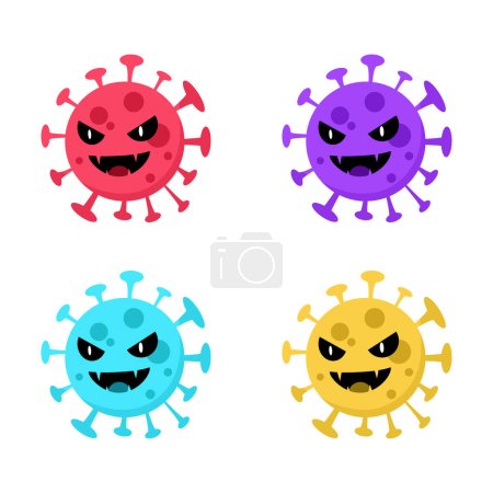 Illustration for Angry virus flat design style with good quality - Royalty Free Image
