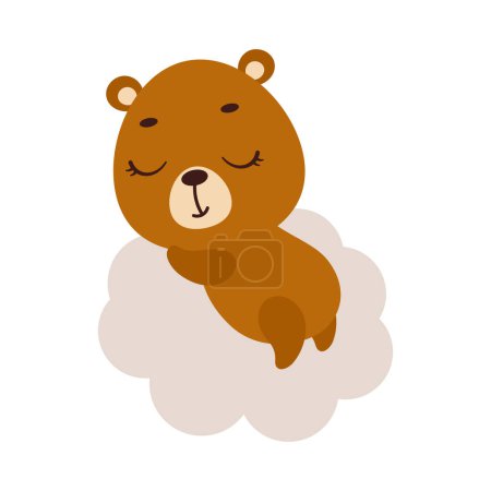Illustration for Cute little bear sleeping on cloud. Cartoon animal character for kids t-shirt, nursery decoration, baby shower, greeting cards, invitations, house interior. Vector stock illustration - Royalty Free Image