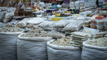 Photo for Salalalah, Oman -November 11.2023 : foman souvenirs sold at Al-Husn Souq in Salalah. - Royalty Free Image