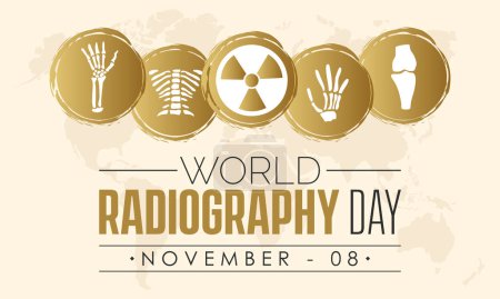 Téléchargez les illustrations : Conception d'illustrations vectorielles de la Journée mondiale de la radiographie observée le 8 novembre - en licence libre de droit