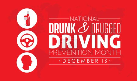 Illustration for Vector illustration design concept of National Drunk and Drugged Driving Prevention Month observed on every December - Royalty Free Image